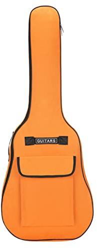 Grtheenumb Gitarrentasche für 40/41 Zoll 600D Oxford-Stoff, verstellbare Gitarren-Gigbag, wasserdichter, weicher Rucksack mit Schultergriff, großes Fassungsvermögen, orangefarbener klassischer Koffer