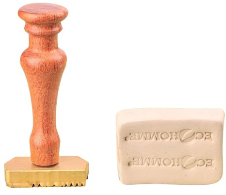 Sello de arcilla personalizado hecho a mano, sello de cerámica personalizado con iniciales, molde de cerámica de latón for cuero, jabón y galletas. firmar(2.5Inches)
