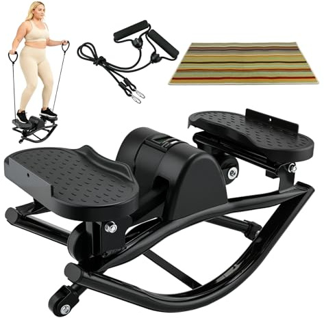 Rock Fitness Stepper for Exercise at Home，Motion Stair Stepper with Resistance Bands for Full Body Workout, Aerobic Workout Machine Fitness Equipment Suitable for Apartment and Dormitory