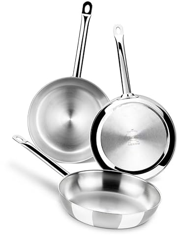 MONIX Chef | Set 3 sartenes acero inoxidable sin antiadherente Chef 20, 24 y 28 cm