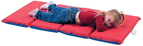 Children's Factory Angels 2 Thick Toddler Nap Mat, Red-Blue, 4 Section Waterproof Sleeping Mat for use in Preschools and Daycares