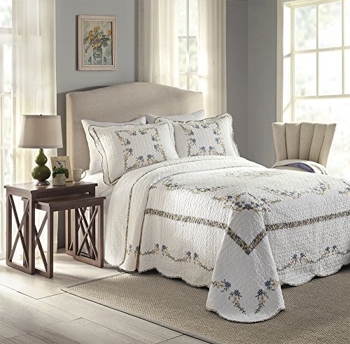 MODERN Heirloom Heidekraut Tagesdecke, Baumwolle Polyester, Weiss/opulenter Garten, Twin Bedspread