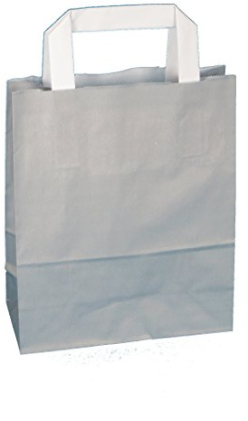 250 farbige Papiertragetaschen Papiertaschen Tüten Papiertüten Tragetaschen Shopper hellgrau in verschiedenen Größen (18 + 8 x 22 cm)
