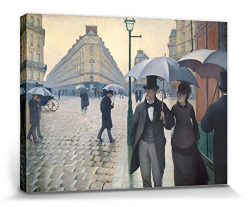 1art1 Gustave Caillebotte Poster Straße In Paris An Einem Regnerischen Tag, 1877 Bilder Leinwand-Bild Auf Keilrahmen | XXL-Wandbild Poster Kunstdruck Als Leinwandbild 80x60 cm