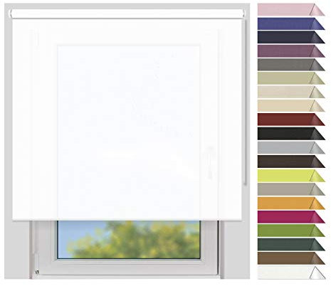 EFIXS Sichtschutzrollo Medium - 25 mm Welle - Breiten: 40-240 cm - Höhen bis 240 cm - Hier: 220 cm x 190 cm (Stoffbreite x Höhe) - schneeweiss (100) - lichtdurchlässig - Blickdicht