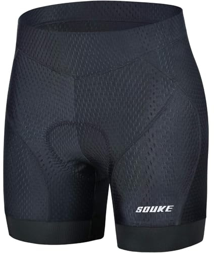 Souke Sports Pantalon Corto Ciclismo Mujer 4D Acolchado, Pantalones Corto Bicicleta Mujer, Pantalones Cortos De Ciclism Transpirables Antideslizante