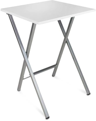 TIENDA EURASIA - Mesa Plegable Comedor | Estructura de Acero Resistente | Tablero de Madera MDF Cuadrada | Auxiliar de Cocina | Medida 48 x 48 x 65 cm (Blanca)