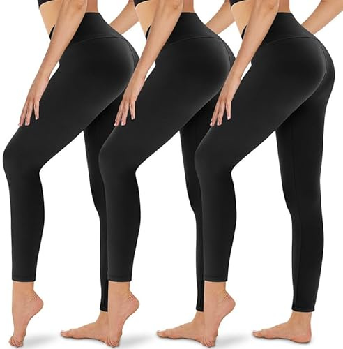 Gayhay 3er Pack Leggings Damen High Waist Sportleggings Blickdicht Sporthose für Sport Yoga Gym(Schwarz*3，S-M) | Blickdicht Yogahose, Sport Jogginghose Laufhose, Elastische Gym Hose, Yoga Pants Schwarz*3，S-M