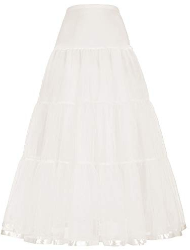 Linghe 50er Langer Petticoat gekräuselte Krinoline Vintage Hochzeit Braut Petticoat für Brautkleider Unterrock Rockabilly Tutu Rock