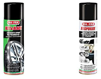 Mafra, Fast & Black, Spray Lucidante per Gomma, Ravviva Il Colore Orignale di Ogni Tipo di Pneumatico & Faspoiler, Trattamento Spray per Parti in Gomma e Plastica