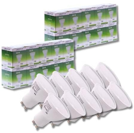 Jandei - Bombilla Led 7W GU10, Luz Blanca Neutra 4200K - Paquete de 20 unidades - 650 Lúmenes, No Regulable (equivalente 27W halógeno) - Para interior - Vida útil de hasta 15 años