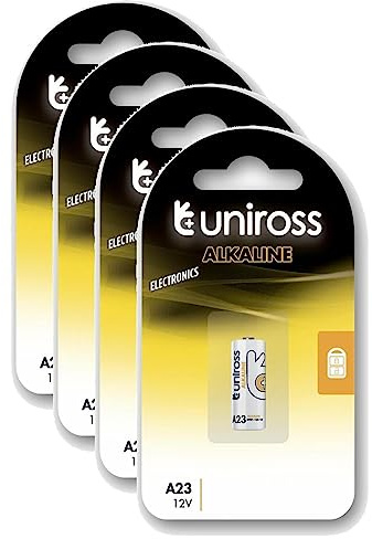 Uniross Pack de 4 Piles Alcaline A23, GP23A, V23GA, LRV08, 8LR932, 8LR23, MN21, 12V