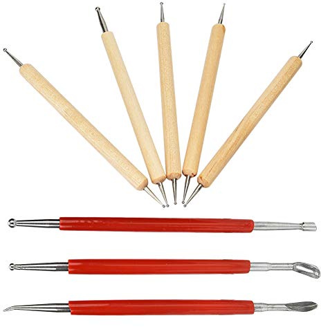 Herramienta de Repujado Artingid 8 Piezas Diy Leatherftg Stylus Herramienta Cuchara Doble Punta Taladro Pluma Kit Set