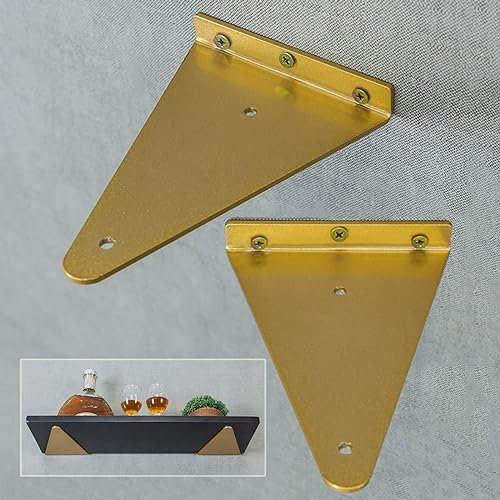 YHBZ X2 Staffe per Mensole Galleggianti,Supporti Decorative per Montaggio a Parete,Reggimensola a Scomparsa,Supporto per scaffale in Metallo Solido a Triangolo con Viti,140mm/5.5in