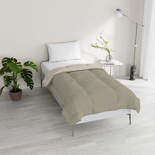 Italian Bed Linen Piumino invernale imbottito bicolore Sogni e Capricci, Tortora/Panna, Piazza e Mezza 200x200cm