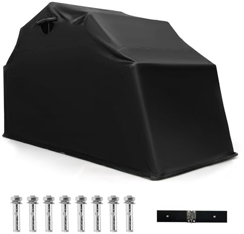 Goplus Motorcycle Shed, Outdoor Motorcycle Storage Shelter with 600D Oxford Fabric Waterproof Cover, 2 Roll-up Side Windows, Expansion Bolts, Heavy Duty Motor Cycle Tent, 136 x 54 x 75