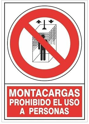 Señal 428 plast.345x245mont.pr.us.pers montacargas prohibido el uso a personas