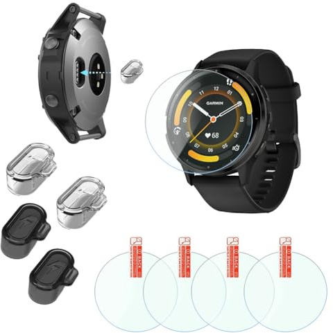 FCMEDZI Clear TPU Protective Film for Garmin Venu 3 & Venu 4 45mm Screen Protectors and Charging Dust Plug（Pack of 4+4）【It's Not Glass】