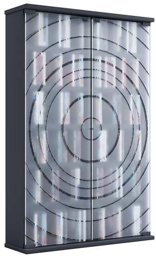 VCM Holz CD DVD Stand Regal | platzsparender CD Schrank mit 2 ESG-Sicherheitsglastüren für 300 CDs oder 130 DVDs oder 72-Videos | Maße: H. 92 x B. 60 x T. 18 cm | 10 Variable Einlegböden – Tilano L