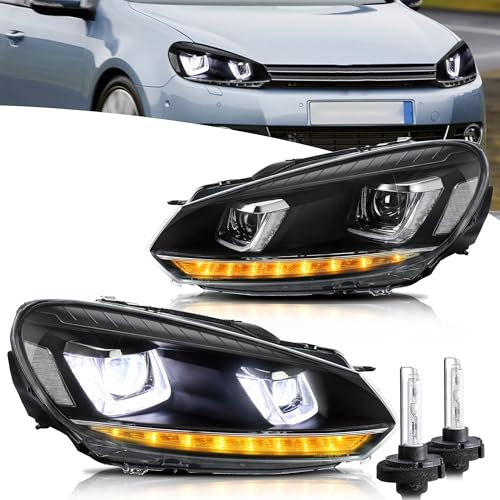 VLAND Scheinwerfer Kompatibel für Golf 6 Golf MK6 TSI Halogen 2008-2013 (Nicht für Xenon/GTI/R), 1 Satz (Regulär+d2h)