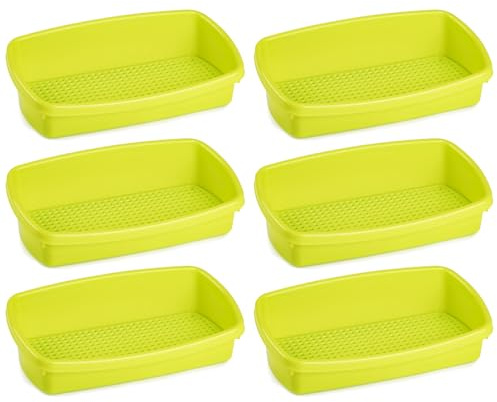 Acan Tradineur - Pack de 6 Estropajero de plástico con Rejilla extraíble - Recipiente para estropajos, Cocina, Ligero y Resistente - Fabricado en España - 8 x 26 x 13 cm - Color Amarillo