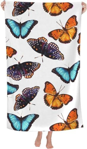 okoikfc 3D Strandtuch 80x160 cm Schmetterling Badetuch Groß Schmetterling Microfaser Handtücher Weich Schnell Trocknen Strandhandtuch Herren Frauen Badetücher, Strandtücher Strandlaken Handtuch A976