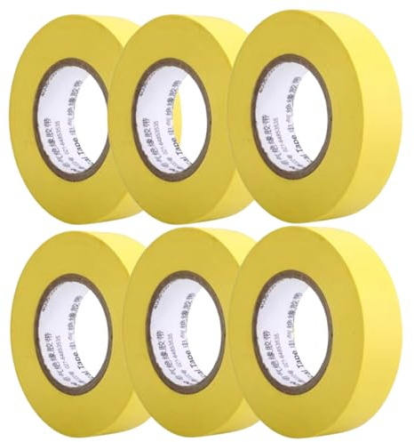 HomeBerg Yellow Electrical Tape Multipack - 19mm x 10m - Heat and Moisture Resistant, PVC Self Adhesive, Multipurpose Electrical Insulation Tape for Electric Wires, DIY (Yellow, 6 Pack)
