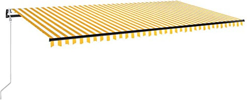 Gecheer Tenda da Sole,Automatica,con Sensore Vento e LED,600x350 cm,Giallo e Bianco,Tenda da Sole Automatica,Tenda da Sole da Patio Terrazzo,Tenda Esterno Sole,Tenda Balcone,Tenda da Sole con LED