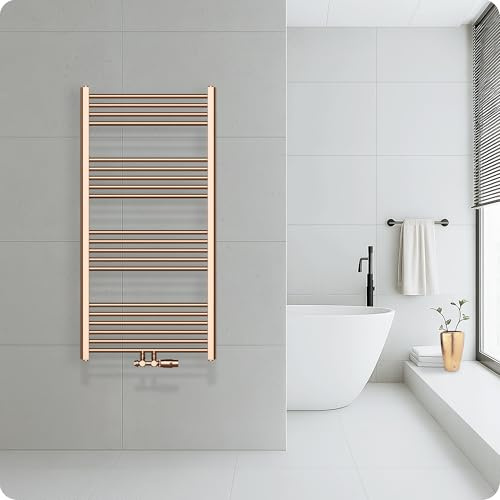 Belrad® Badheizkörper Handtuchheizkörper, Kupfer gebürstet | Mittelanschluss, Qualitätsstahl, Wandmontagefähig, Wasserbetrieben, Robust & langlebig