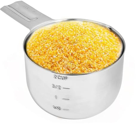 Vaso medidor de metal – 2 tazas medidoras de acero inoxidable de dos tazas medidoras | Jarra medidora de aceite de cocina de 2 tiempos con escalas marcadoras, pala de comida para perros para hornear,
