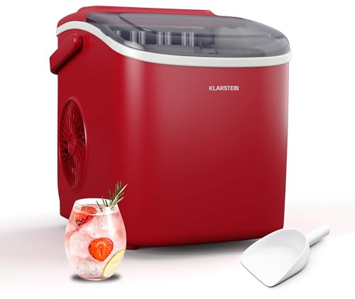Klarstein Machine à Glaçons - 12kg/24h, 2 Tailles de Glaçons, Réservoir 1.3L, Commande Tactile, Indicateurs LED, Portable, Idéale pour Fêtes/Rassemblements