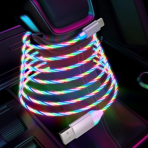 LED-Beleuchtetes iPhone-Ladekabel, RGB-LED-Beleuchtetes Ladekabel, MFi-Zertifiziert, Schnellladung und Datensynchronisierung, Leuchtender Apple-Ladeadapter für iPhone 14, 13, 12, 11, XR, X, XS, 8, 7