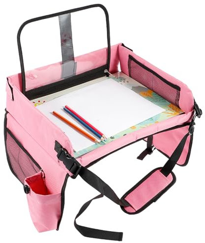 Kids Travel Tray for Toddler Car Seat Stable Travel Tray for Kids Car Seat Detachable Lap Trays for Airplane Carseat Table Trays for Kid Road Trip Activities Travels Desk Essential Accessories(pink)