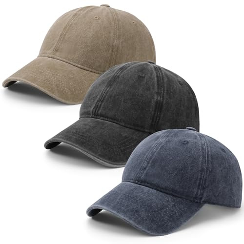 ViEinkaufen 3 Pack Distressed Baseball Caps Adjustable Vintage Washed Hat
