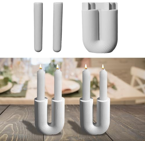 Skeadex Silikonformen Gießformen Kerzenhalter, U Form Gießform Kerzenhalter Stabkerze Silikonformen zum Gießen Gießformen Silikon Kerzenhalter Silikonform Teelichthalter Giessformen Kerzenhalter