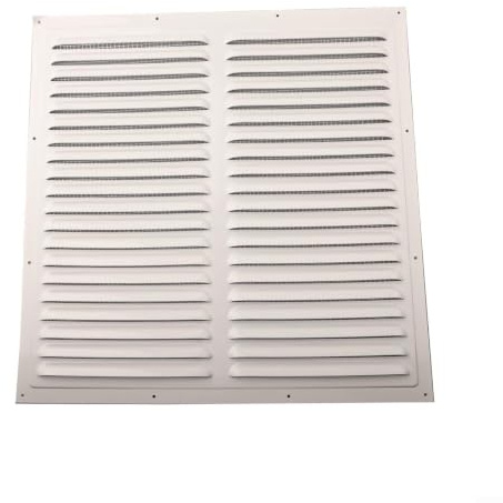 BlesConi Rejilla de ventilación cuadrada de metal con malla protectora para baño, cocina, oficina, uso interior y exterior, color blanco (400 x 400 mm)