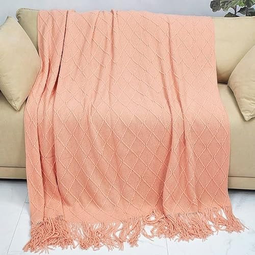 Kuscheldecke Strickdecke Mint 127 x 152 cm, Gestrickte Decke Baumwolle Beige Rosa Weich Warm Grob Strick Mintgrün Wohndecke Für Bett Sofa Und Couch (Farbe: L, Größe: 130 x 260 cm)