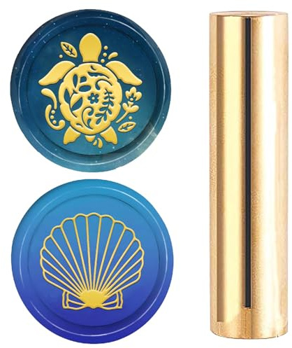craspire Messing 2 Stile Muster Kopf Wachs Siegelstempel Meeresschildkröte Muschel Metall 15mm Mini Stempel Für Hochzeitseinladungen Umschläge Verpackung Ozean Muschel Sommer DIY