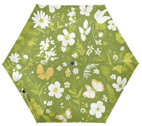 Hochzeitsschirme mit grüner Blume, 99 cm, tragbar und leicht, automatisches Öffnen und Schließen, Golfschirme für speziell entworfene und starke Outdoor-Verteidigung, Zubehör, paraguas para lluvia y
