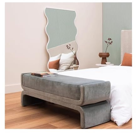 GLigeT Bettbank Nachttischhocker Schlafzimmer Nachttischbank Einfache, speziell geformte Wohnzimmer Lange Bank Home Schuhwechselbank Schlafzimmerbank(Grigio,Mittel)