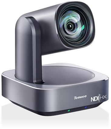 Tenveo 4K PTZ Kamera mit NDI & AI-Tracking – 12x Optischer Zoom, USB3.0/HDMI/PoE, für Live-Streaming (OBS/vMix), Kirchen, Konferenzen