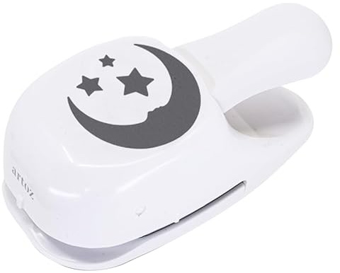 Artoz Papierstanzer - Kartenstanzer - Stanzer M Mond und Sterne - 50 mm - Stanz-Locher zum Kartenbasteln für Einladungen, Geburtstag, Weihnachten, Grußkarten, Tischdeko und Basteln mit Kindern