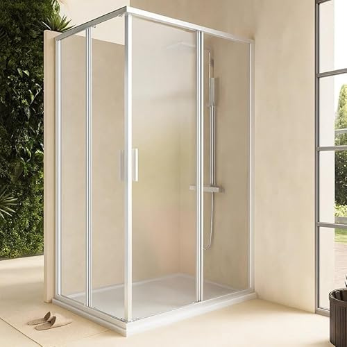 Exagonshop Box doccia 80x120 Rio doppio scorrevole vetro 6 mm trasparente H 195 cromo