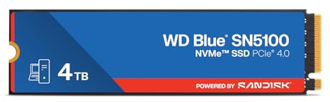 WD Blue SN5100 NVMe SSD 4 TB (6.900 MB/s Lesegeschwindigkeit, M.2 2280, PCIe Gen 4.0, nCache 4.0, SANDISK 3D CBA NAND-Technologie, Acronis True Image)