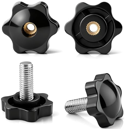 msymsyu 16 stycken stjärnhandtagsskruvar M5 vingskruv M5 x 10 mm/20 mm/30 mm vardera fyra och 4 stycken 31# stjärnhandtagsmutter M5 svart kolstål för iIndustriellt bruk och gör-det-själv-projekt
