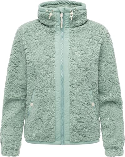 Ragwear Damen Teddy-Fleecejacke warme Übergangsjacke Plüschjacke mit verstellbarem Kragen Nordicka II XS-3XL