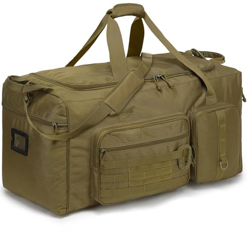 TONRUYN Reisetasche Groß 120L Sporttasche XL für Herren Damen Extra Gross Weekender Reise Handgepäck mit Schultergurt für Urlaub Camping Duffel Fußball Baseball Trainingstasche, 32''/80cm Braun