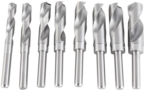 HUIOP Broca Helicoidal Grande, Juego de 8 Brocas de Acero con Alto Contenido de Carbono, con Estuche de Madera Dura, Adecuada para Carpintero y Electricista
