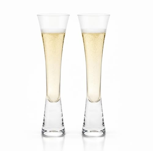 MAGNA RETAIL Stemless Champagne Flutes, Pack of 2, 140ml Prosecco Glassware for Sparkling Wine, Clear Crystal Design (140 Millilitres)