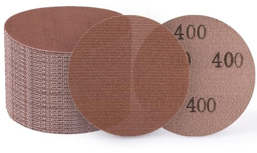 UMXIUO 50 Pezzi Rete Dischi Abrasivi 125mm, Grana 400 per Levigatrice Orbitale da 125mm e Levigatrici legno, metallo, plastica, vernice e vetro